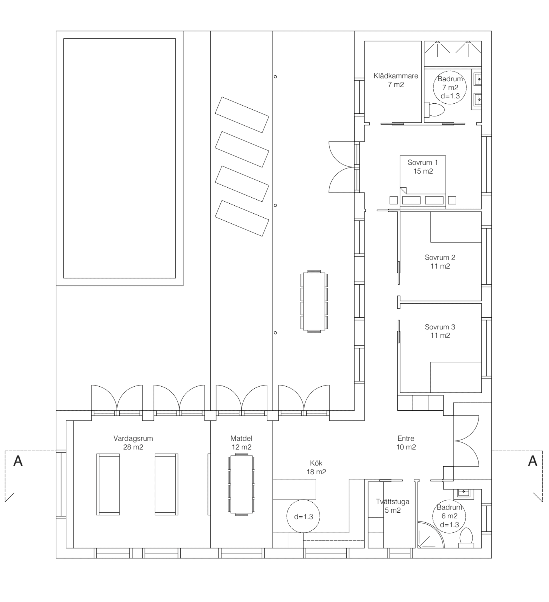 Villa Ekerö planritning 1