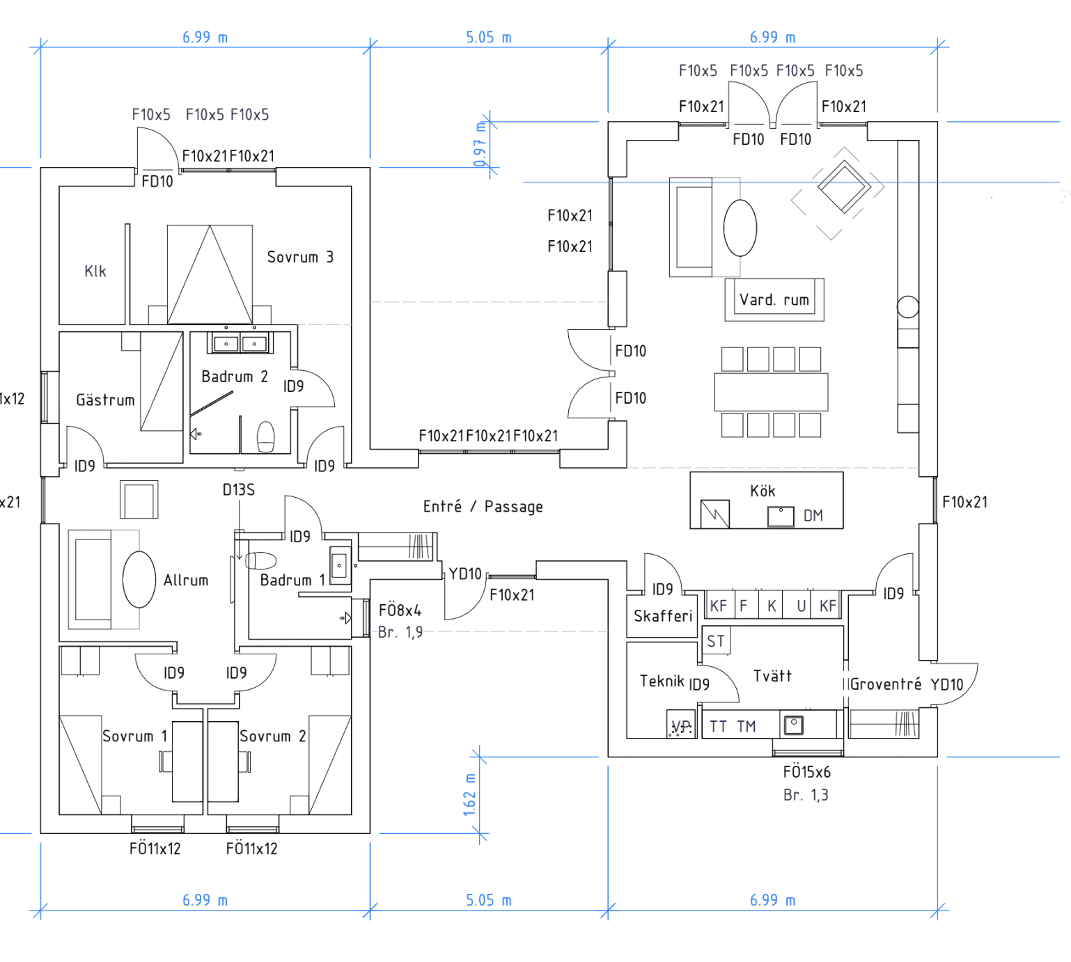 Villa Farhult planritning 1