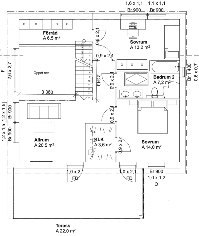 Villa Sibbarp planritning 1