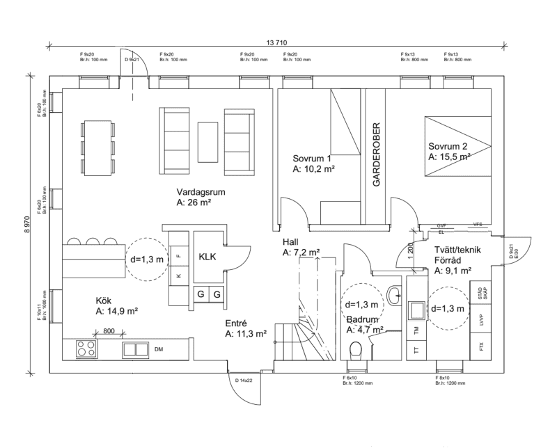 Villa Kivik planritning 1