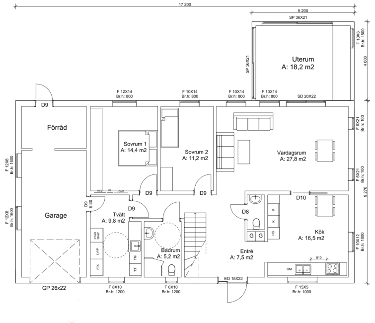 Villa Grevie planritning 1