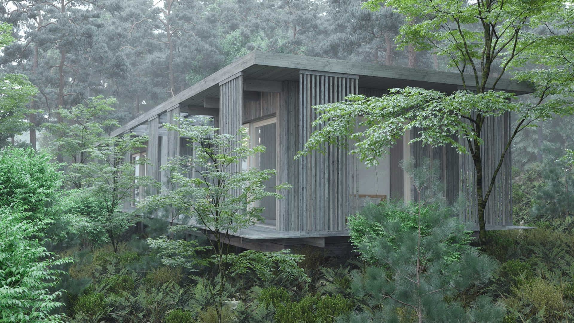 Nyckelfärdigt hus i naturen