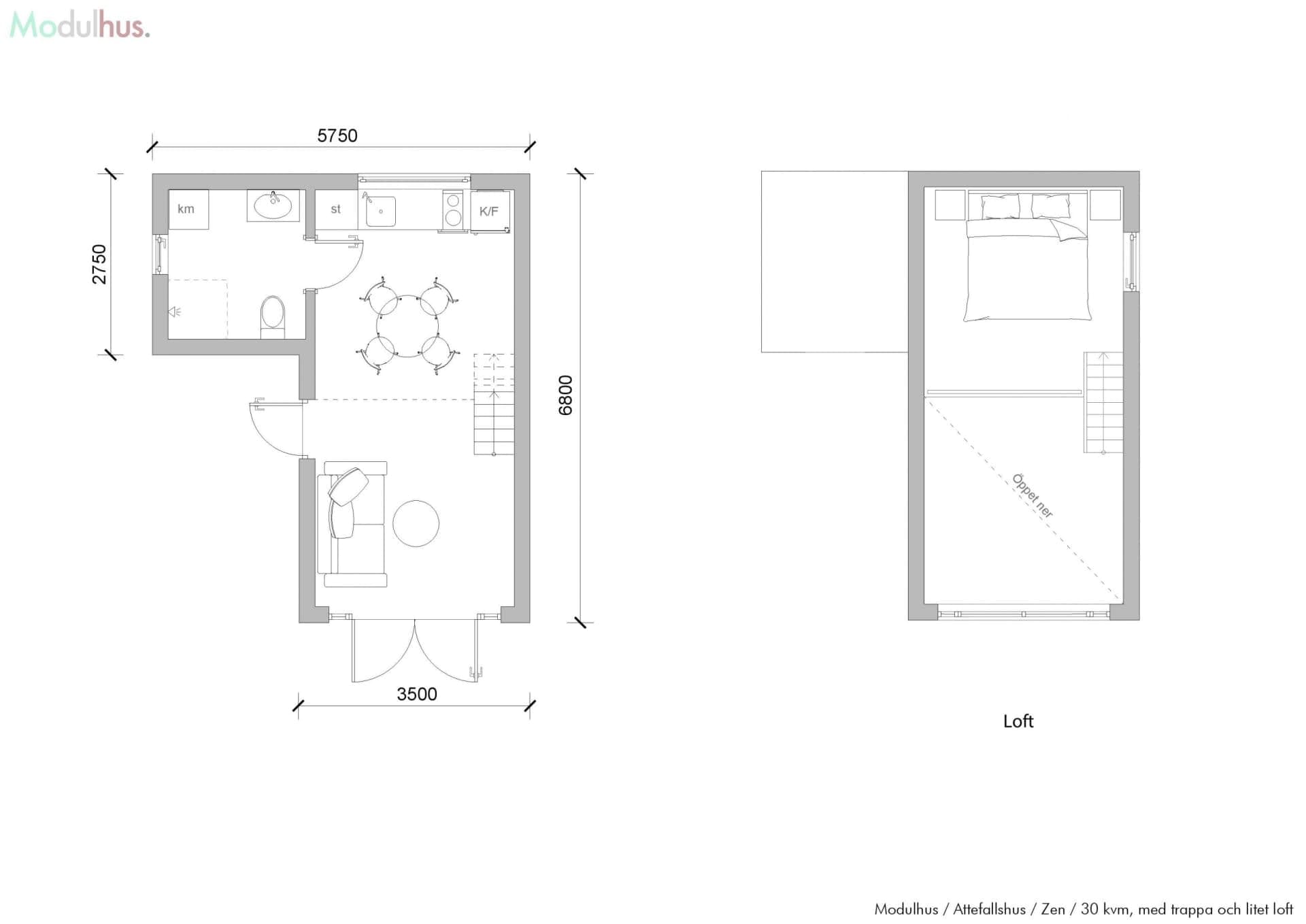 Zen 30 med trappa och litet loft