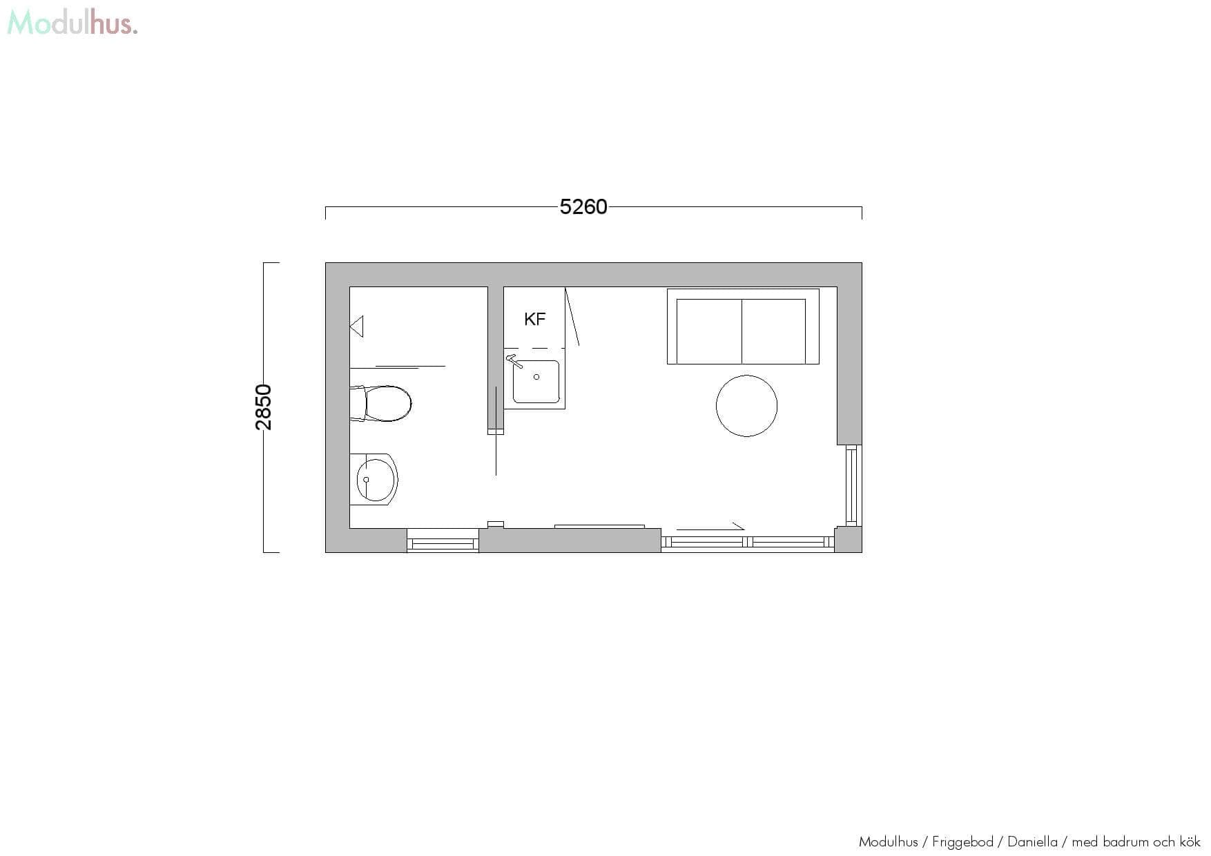 Daniella Plan med badrum och kok