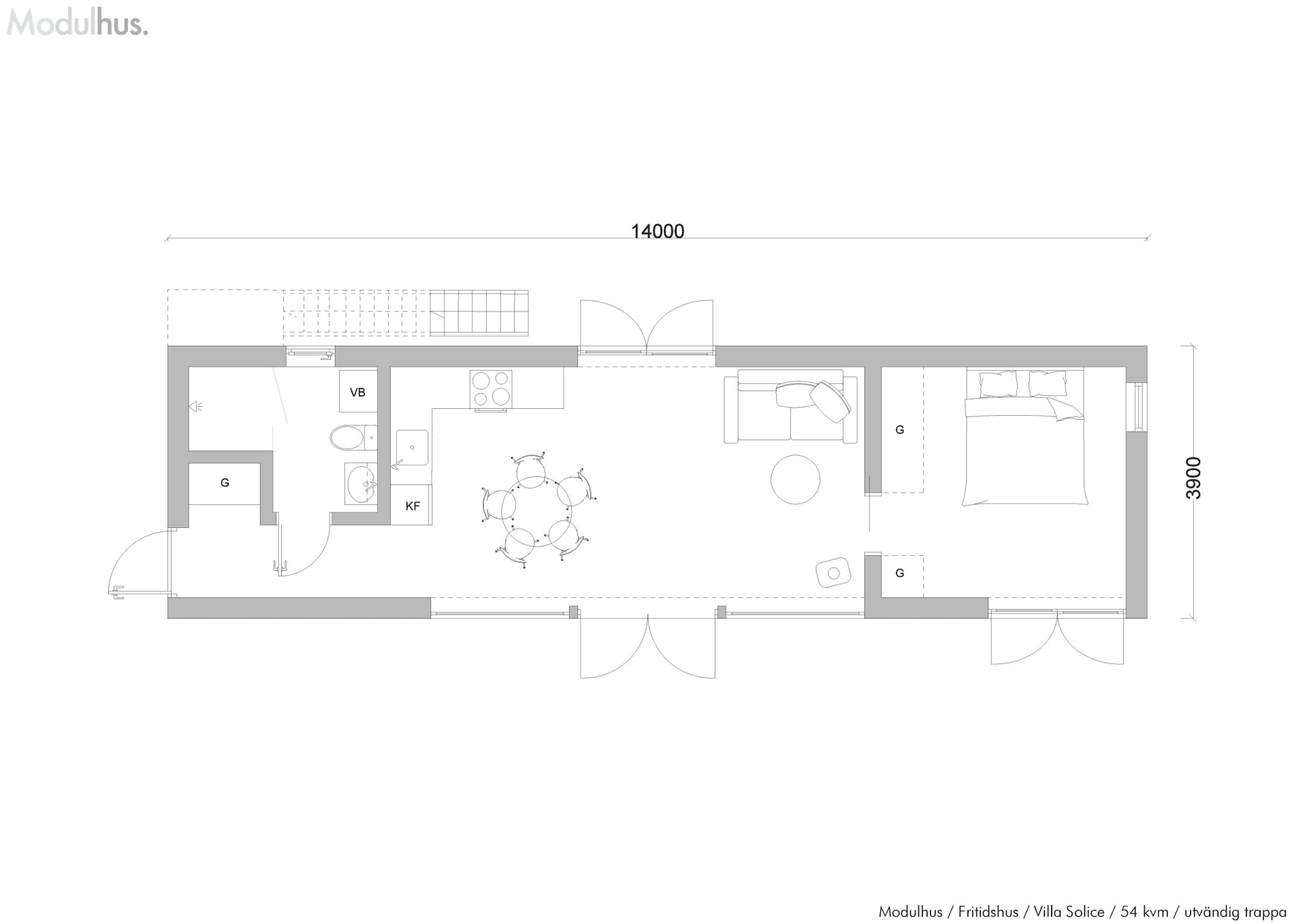 Villla Solice Plan med utvändig trappa