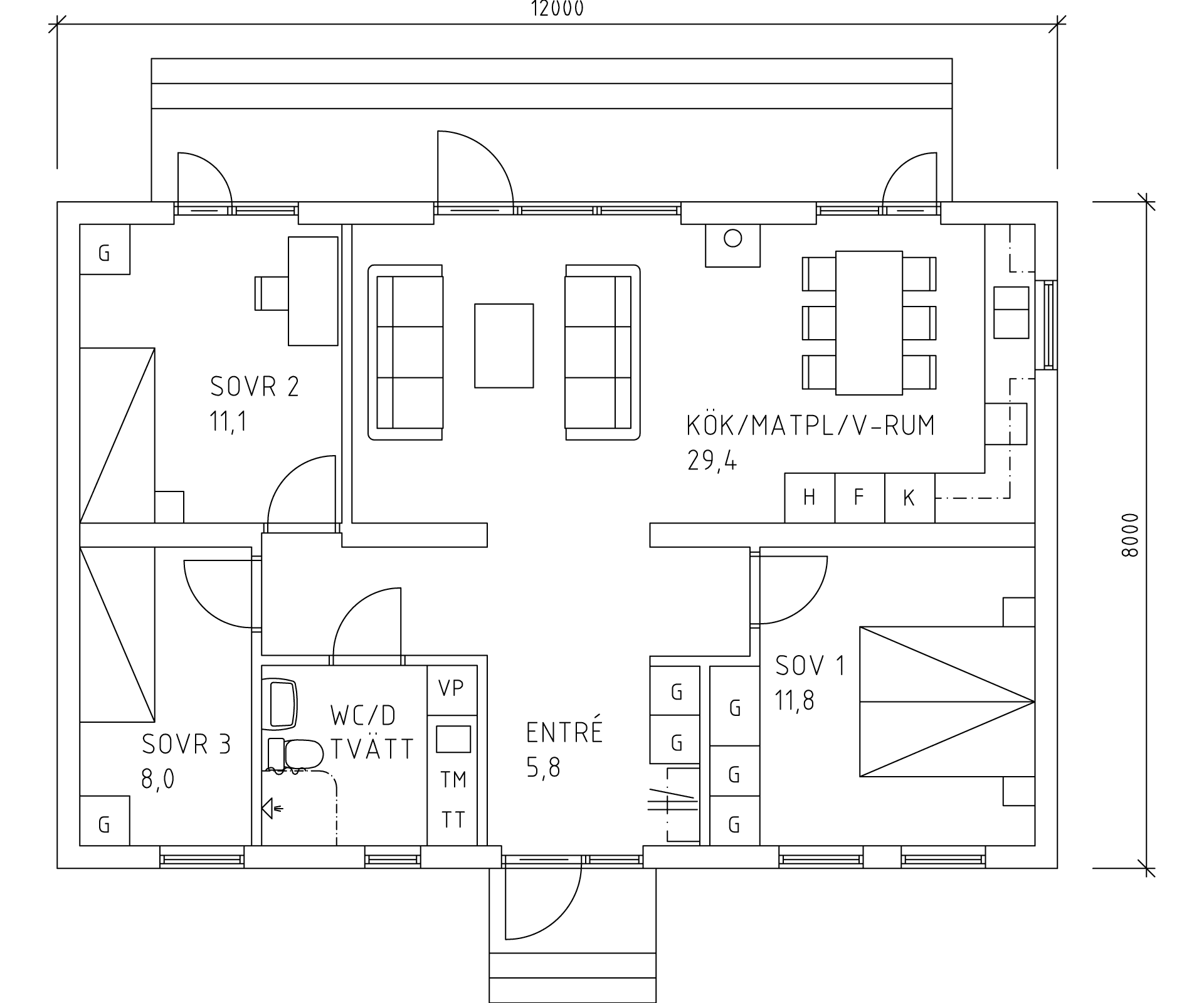 Villa Vårvik planritning