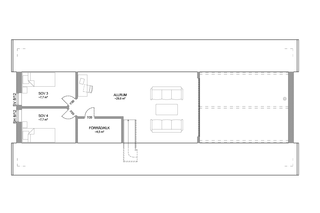 Planritning Alster 35-136 FHV lofthus 162 kvm loftplan