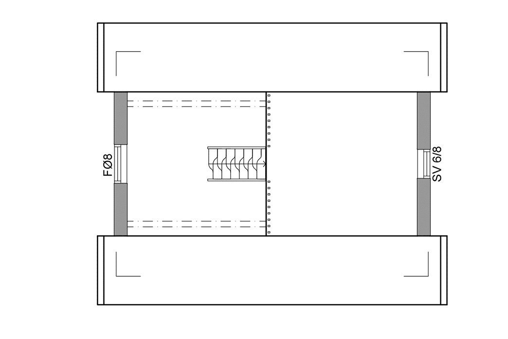 Planritning loftplan fritidshus med loft 24 kvm Agö 35-30