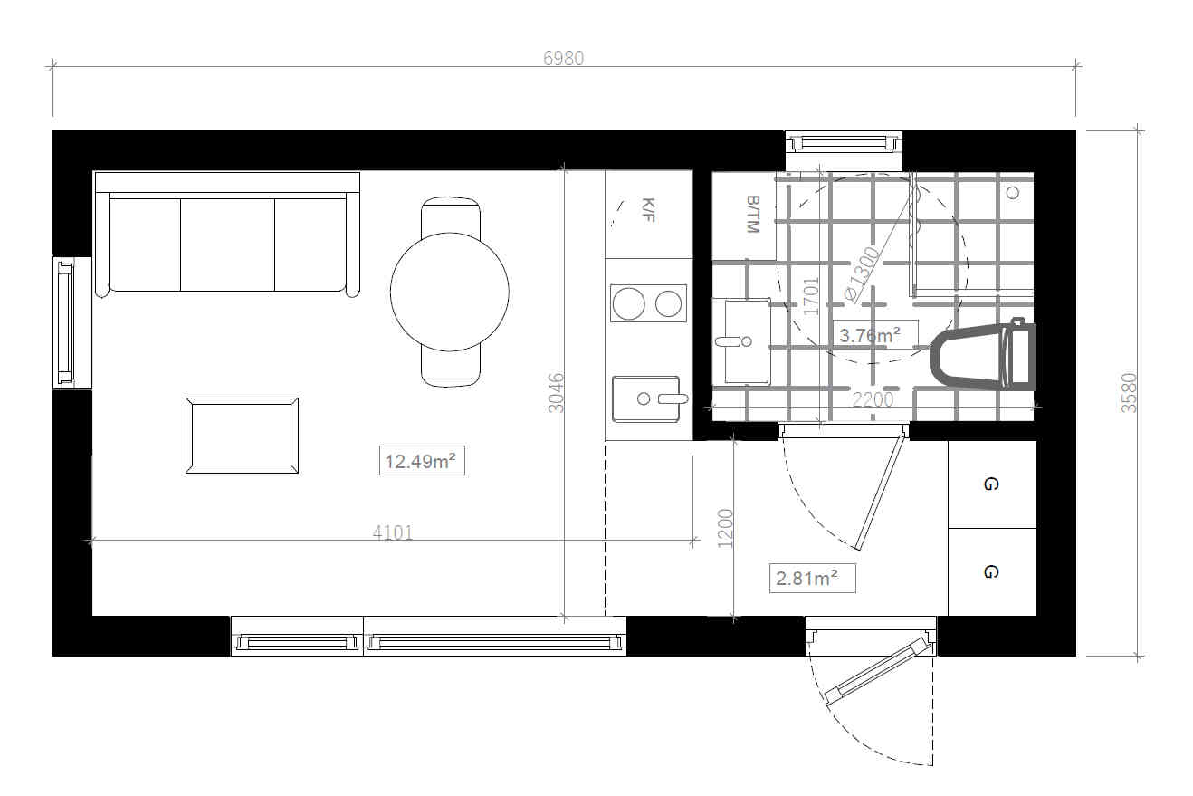 Planlösning - Nedre plan