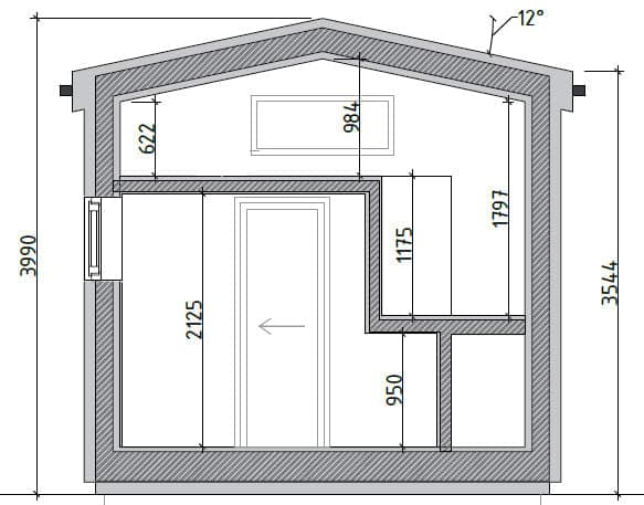 Sektion - Ståhöjd på loft