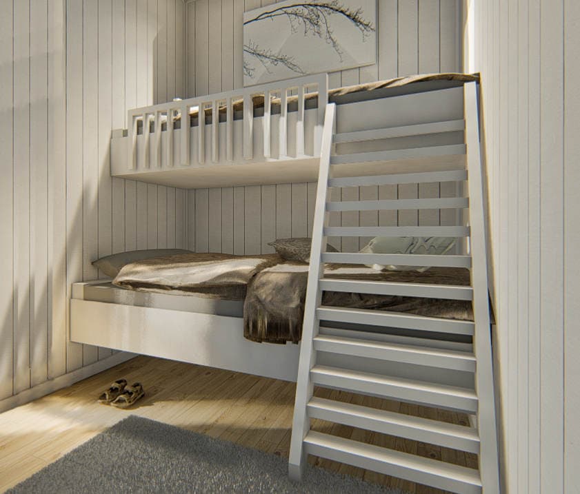 Separat sovrum med plats för säng.