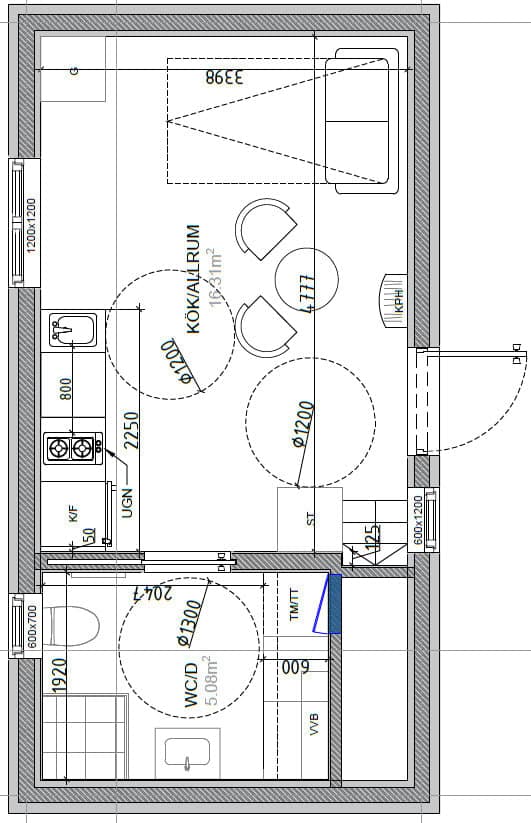 Alternativ planlösning - Större kök