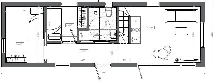Planlösning - Nedre plan - mindre kök