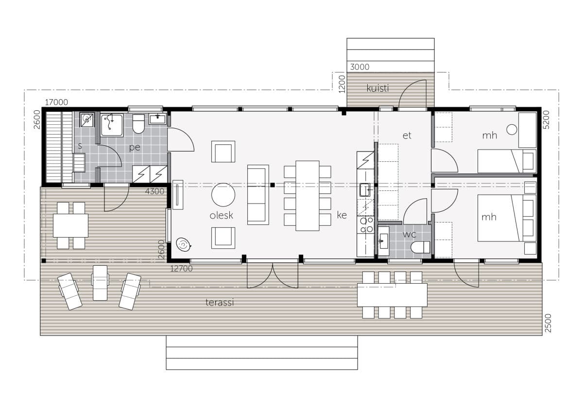 Sinitaivas 81 - Fritidshus planritning 1