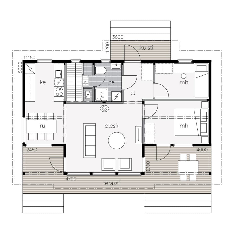 Sinitaivas 66 - Fritidshus planritning 1