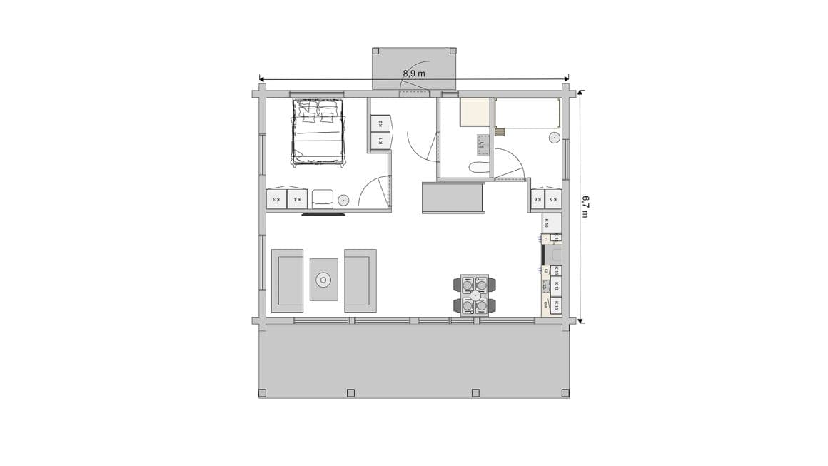Idre 1 plan med loft - Bottenplan