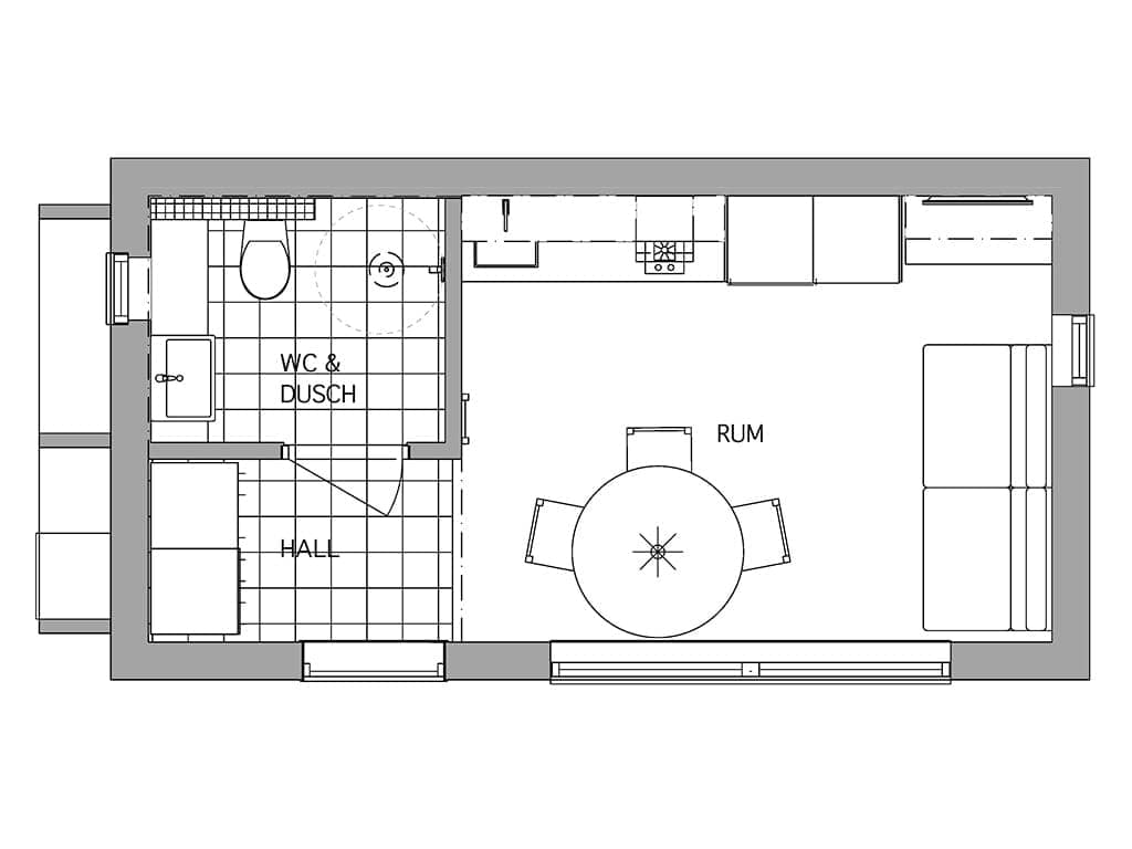 Attefallshus Aina planritning 1