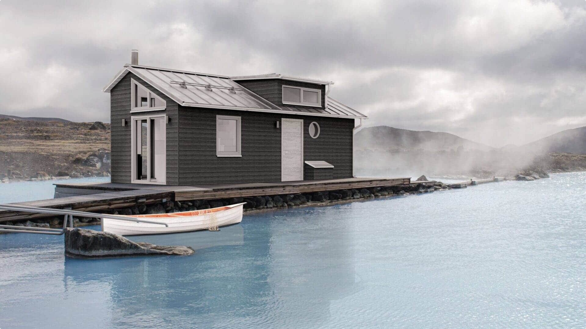 Husmodellen Orust vid vatten