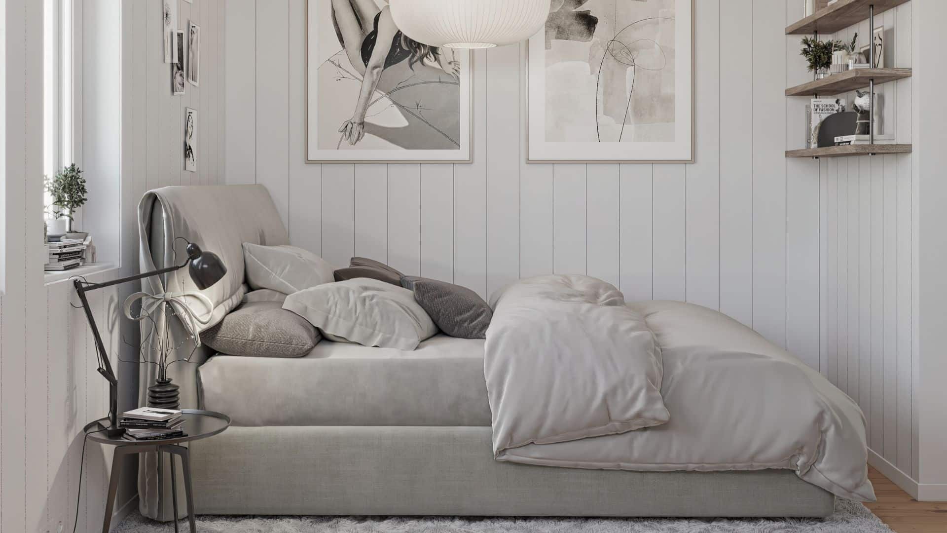 Fjällstuga sovrum enkelsäng