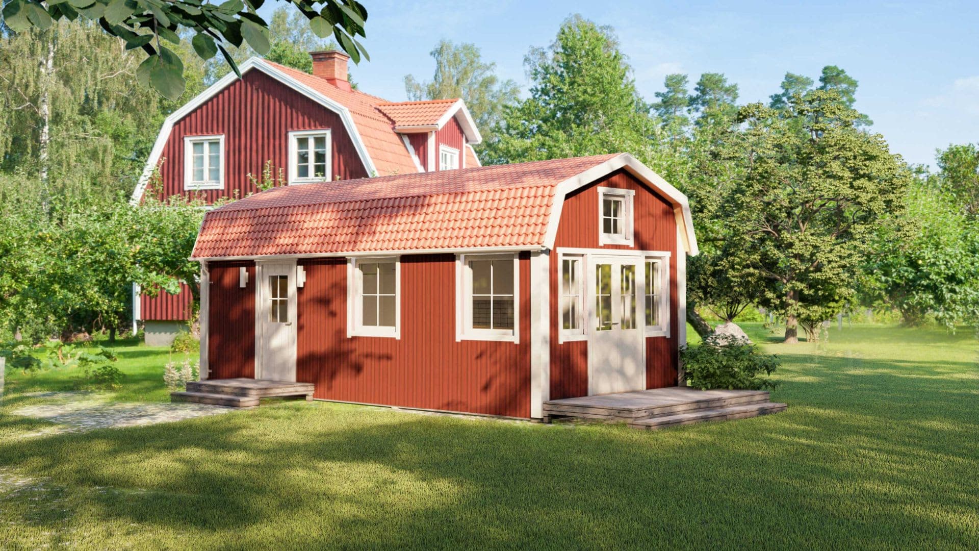 Attefallshus med mansardtak