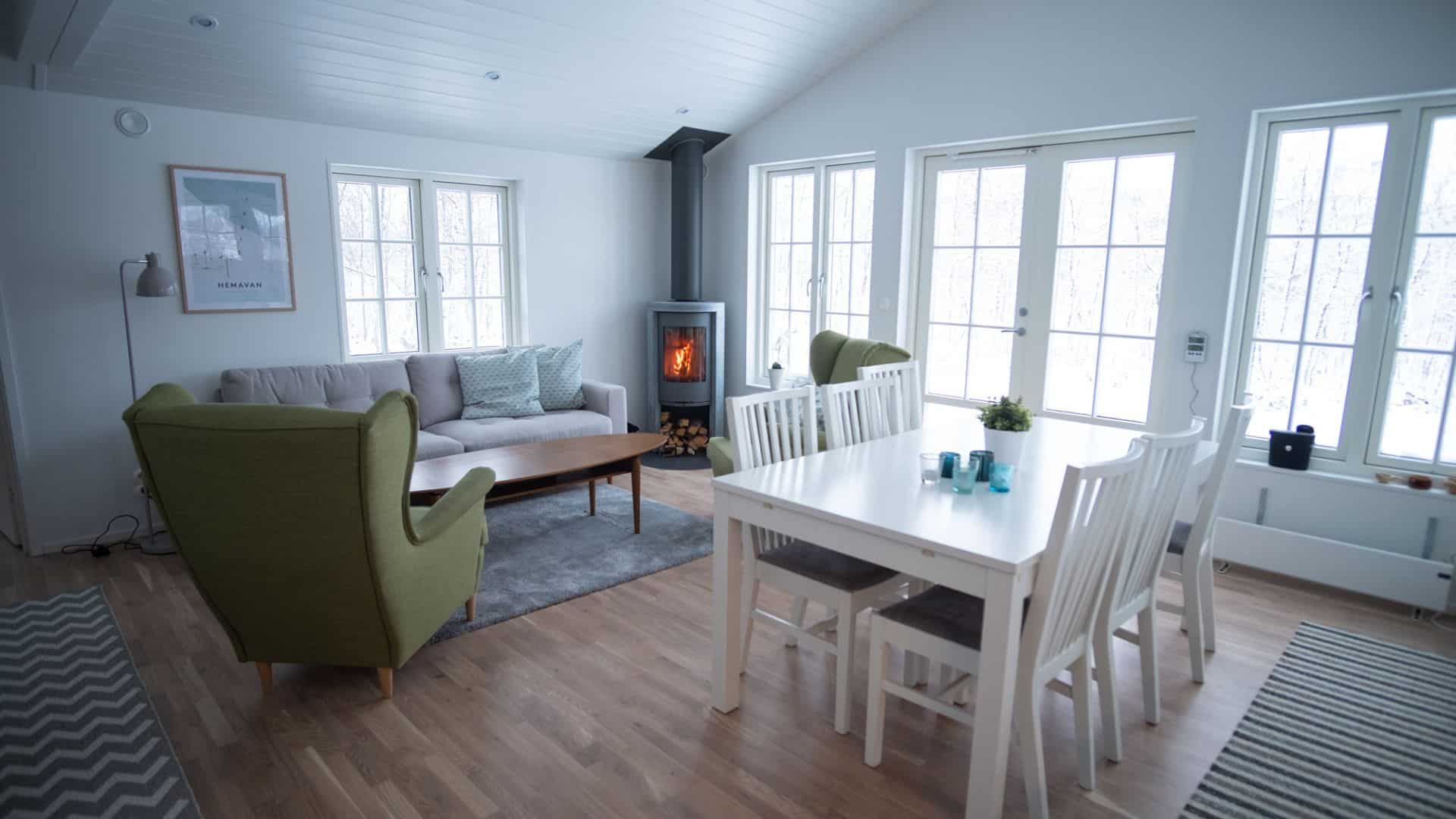 Vardagsrum i fjällstuga