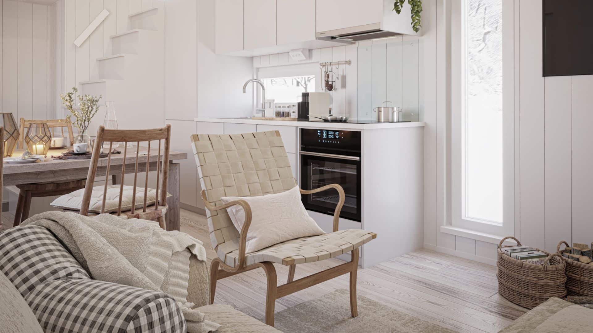 Fjällstuga allrum med kök