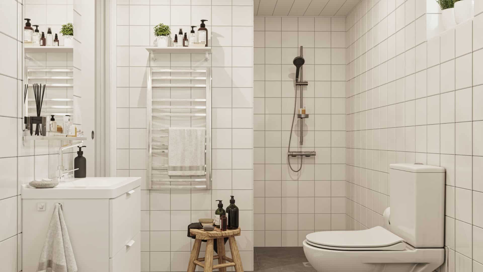 Fritidshus badrum med dusch