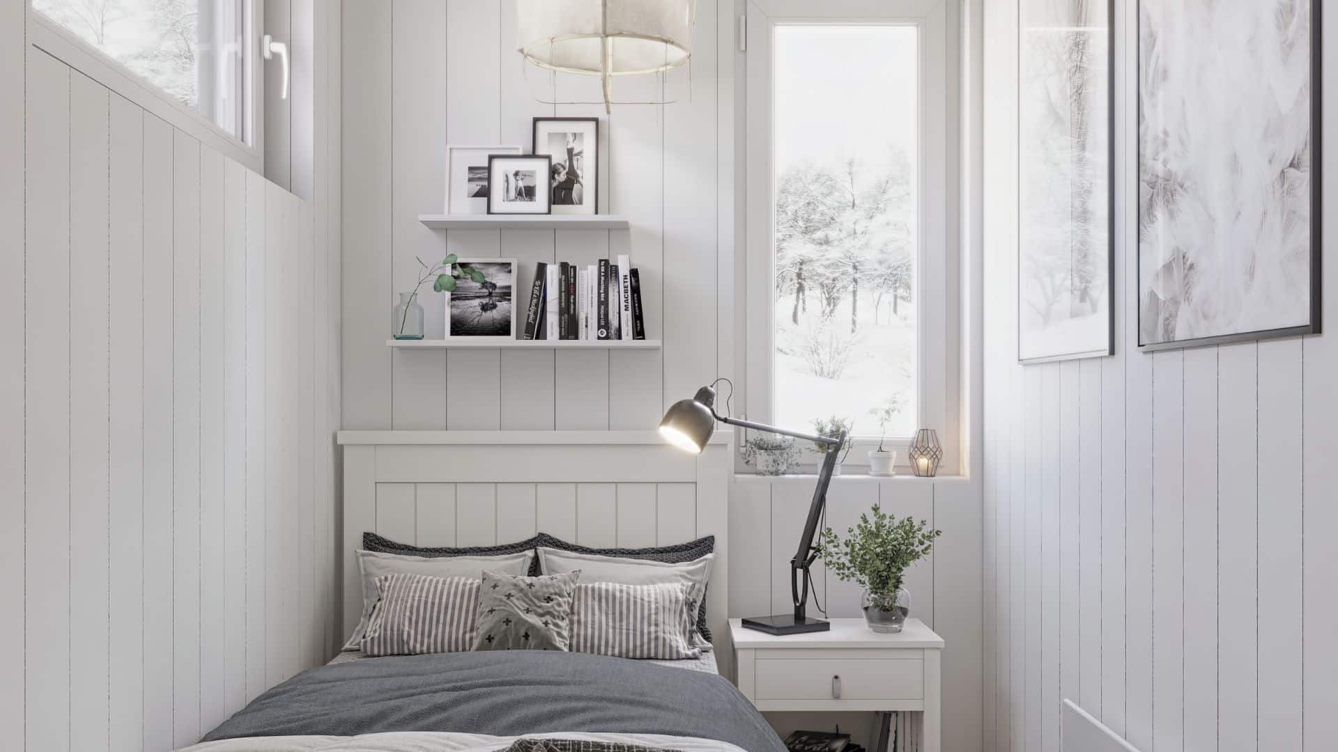 Fritidshus sovrum med enkelsäng