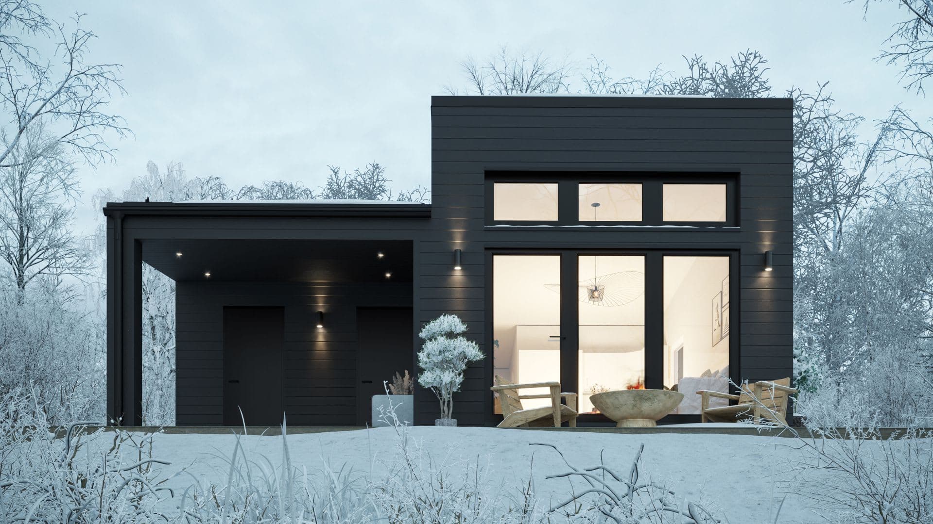 Fjällstuga svart modern