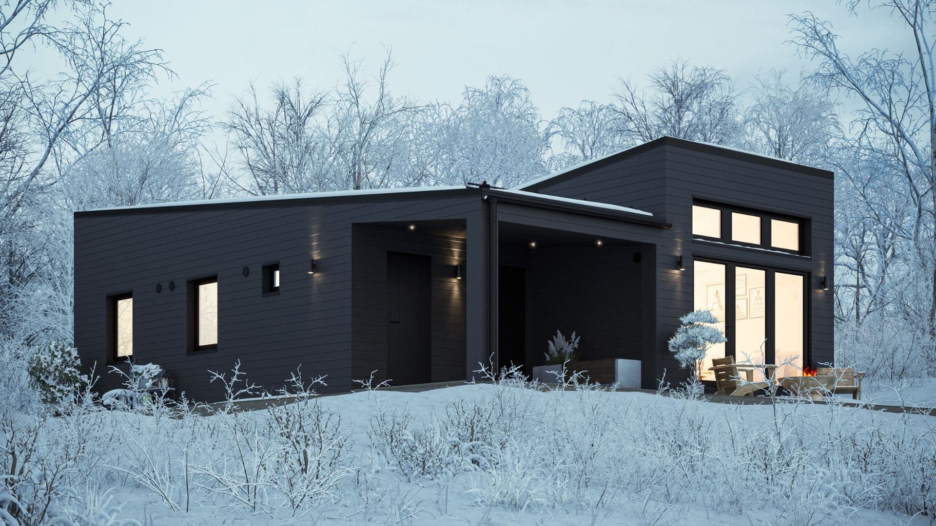 Fjällstuga svart modern