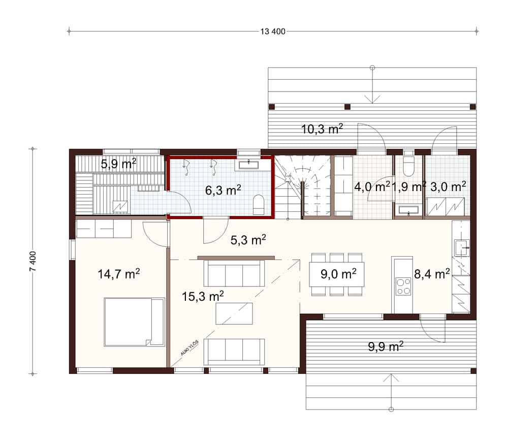 Neilikka 2-planhus planritning 1