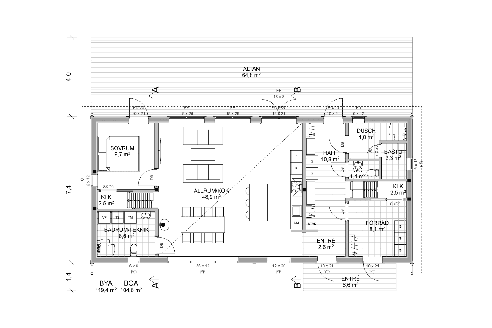 Burvik 120 dubbelloft planritning 2