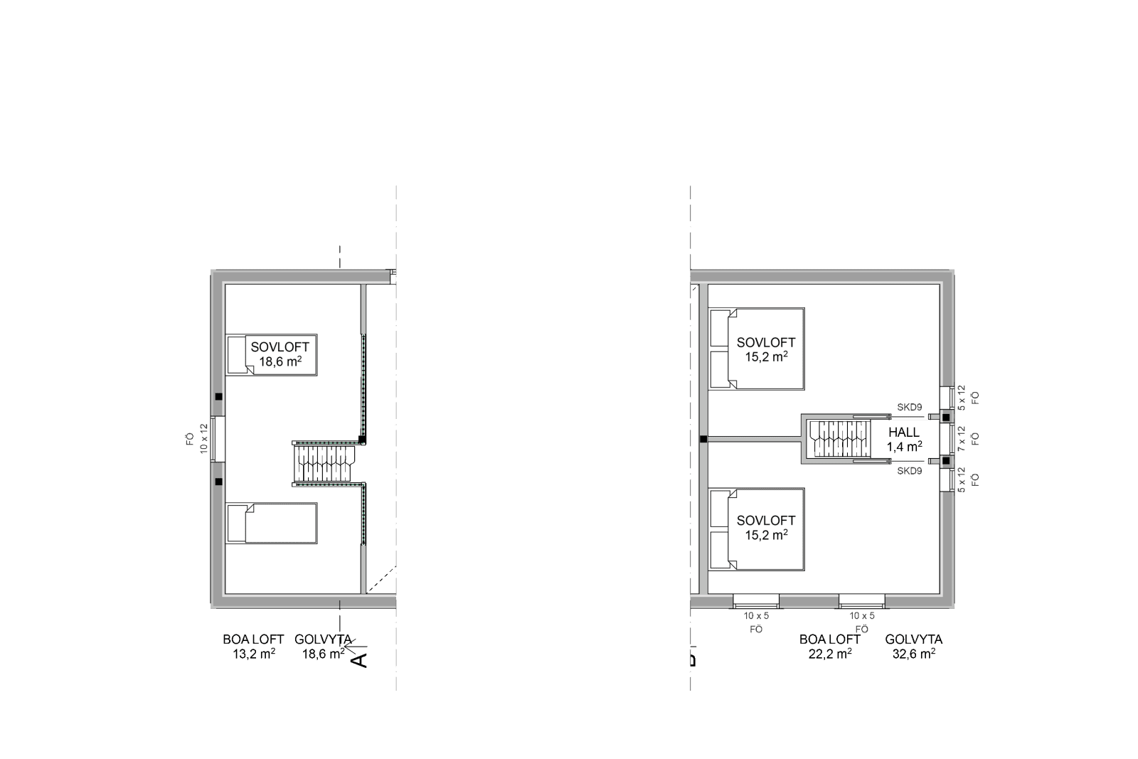 Burvik 120 dubbelloft planritning 1
