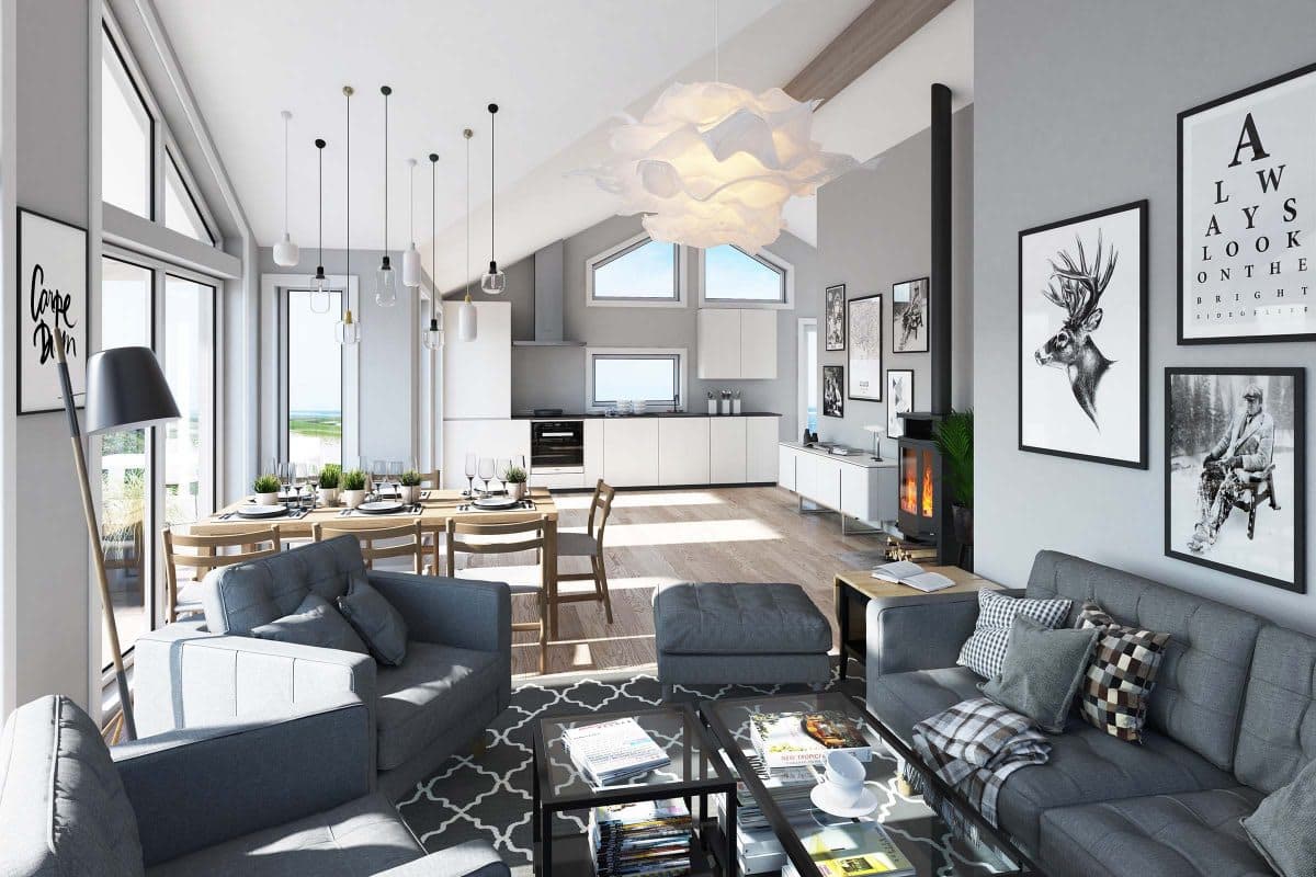 Lundbacka S - interiör - Jörnträhus - byggsats hus / fritidshus / villa