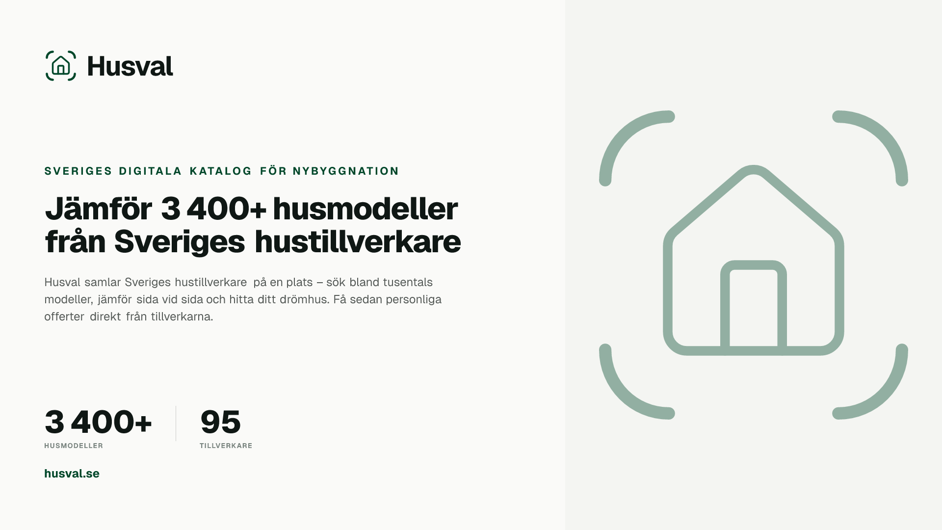 Husval pressmaterial: Sveriges digitala katalog för nybyggnation samlar 3 400+ husmodeller från 95 hustillverkare